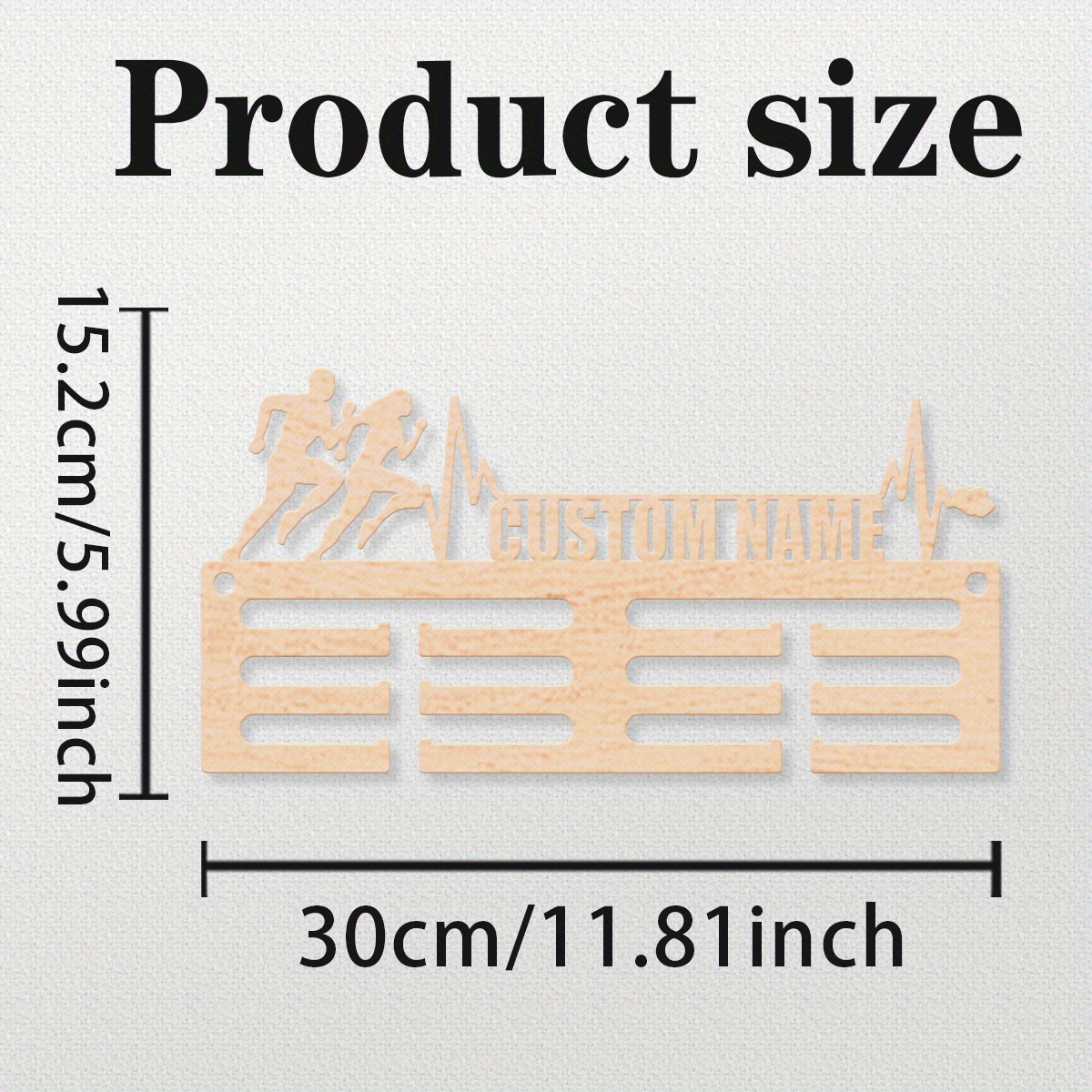 TEMU 1 support de médaille en bois personnalisé pour coureurs de marathon - à double couche, peint pour les de bricolage, , fixé au mur, parfait pour