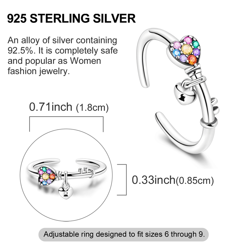 Women's Elegant 925 Sterling Silver Heart Lock Ring
