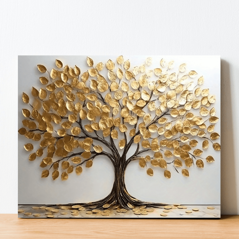 

1pc Waterproof Wooden Canvas Painting Tree Of Life Canvas With - Woven Wooden Frame Painting For Bedroom, Living Room, Hallway Decor, 11.8x15.7 Inch, Ready To Hang, Room Decor