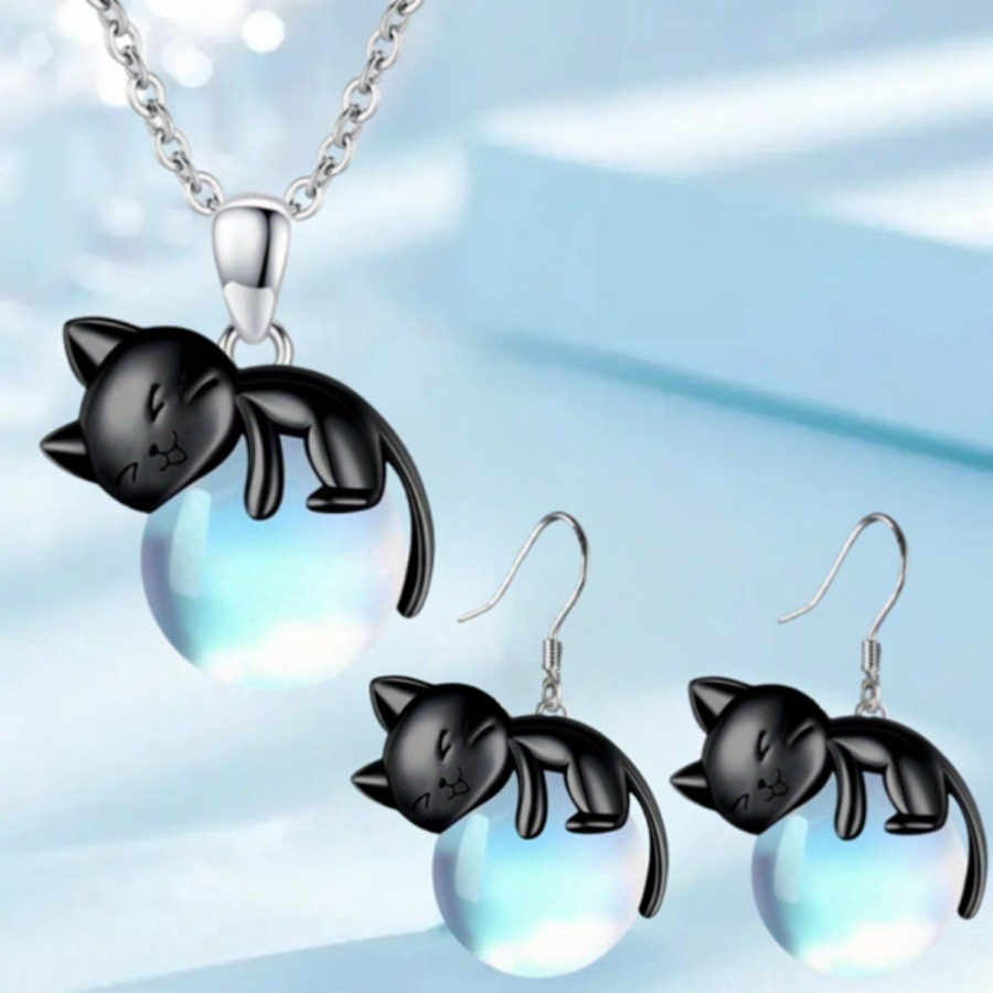 

3pcs Fashion Cute Cat Hug Jewelry Set Men's And Women's Jewelry Set Jewelry For Relatives