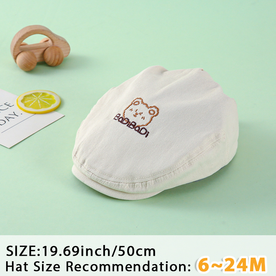 TEMU 1pc Autumn Outdoor Travel Beret Hat Unisex Retro Bear Embroidery Soft Cute Adjustable Non-tight Headwear Park Play Fashion Match Trendy Hat
