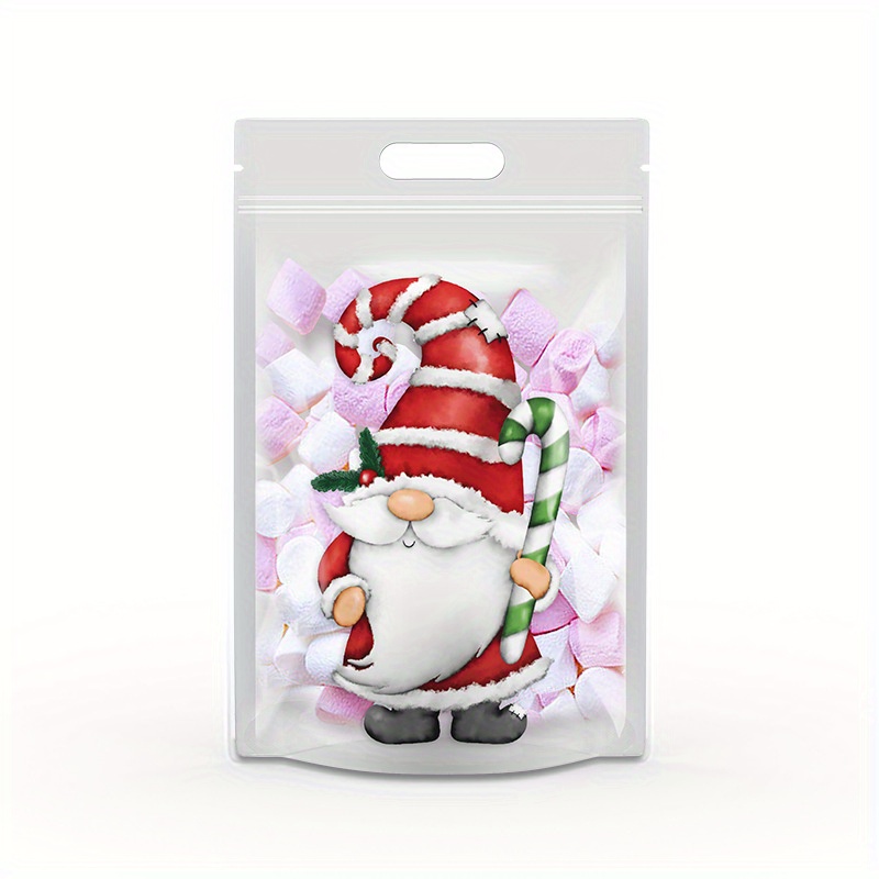 TEMU 50pcs Christmas Gift Bags, Durable Plastic Christmas Gift Bags With Handles - Santa & Snowman Designs, Perfect For Holiday Parties Packaging