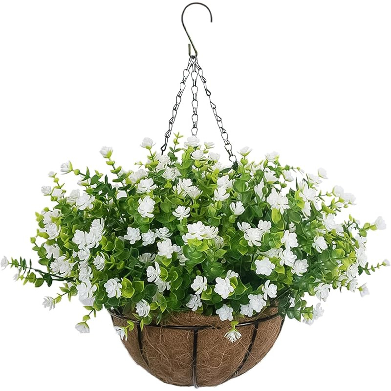 multicolor hanging flower basket for spring summer   resistant artificial plants with vibrant   for garden porch outdoor