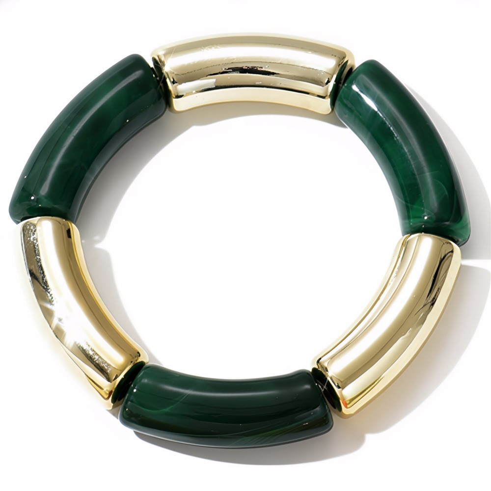 TEMU Fashionable Colorful Bamboo Knot Bent Tube Bead Bracelet Elastic Suitable For Women' Outing Matching Accessory Trendy Individual Stackable