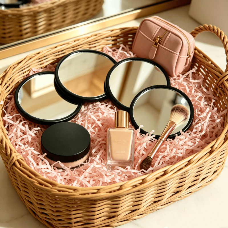 10pcs Compact Portable Single-Sided Round Mirror with Bags