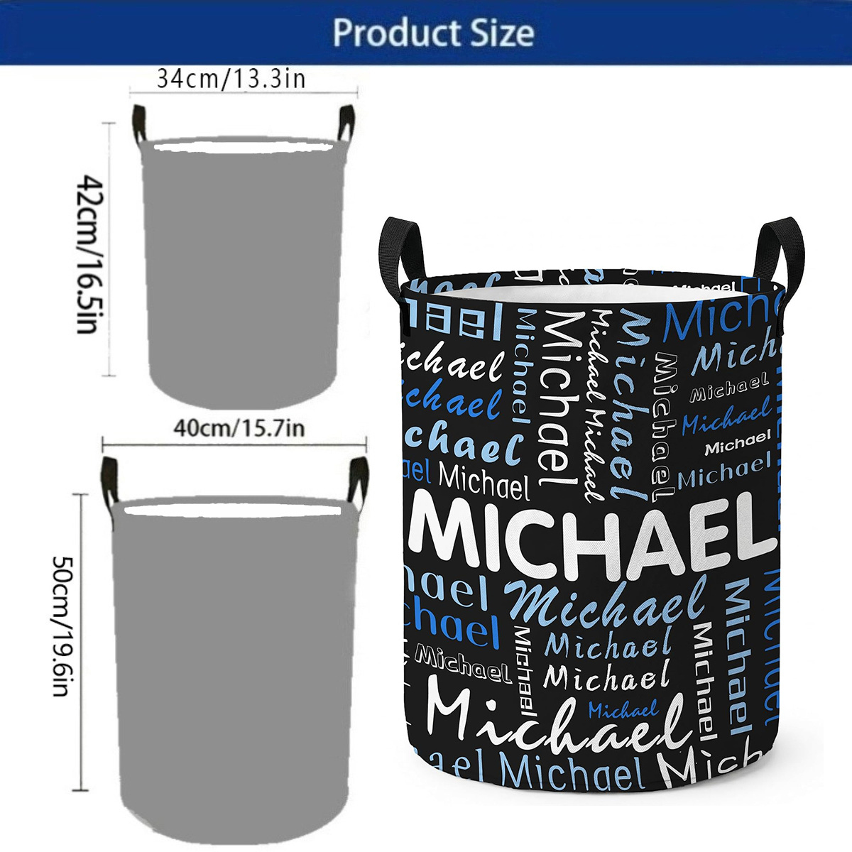TEMU 1pc Personalized Laundry Basket With Custom Name/text - Collapsible Hamper Suitable For,, Men, Women,, Dorms, - Modern Round Clothes Hamper With