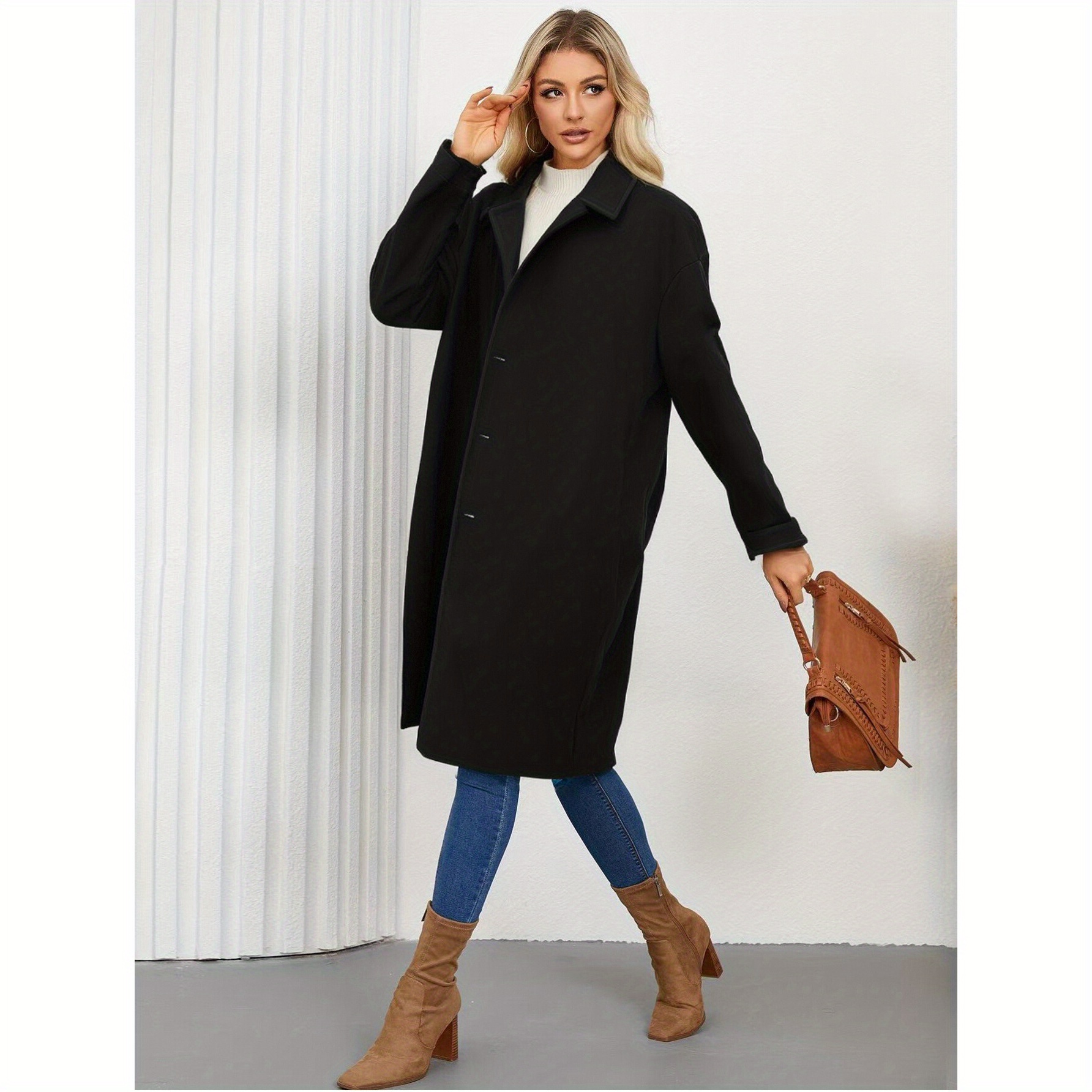 

Women' Medium-length Winter Coat 2024 - Thickened Double-sided Fleece, Loose Fit, Long Sleeve, Square Neck, Pure Rayon