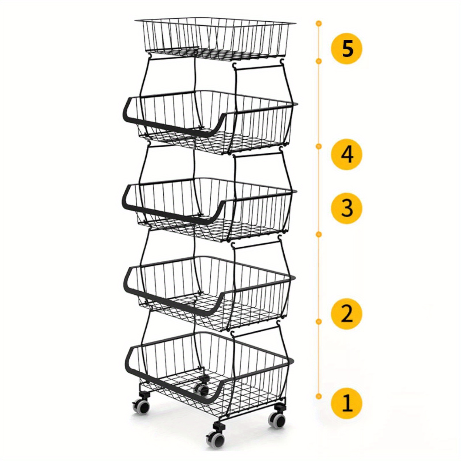 Image of Kitchen Shelf Storage Basket Metal Worktop Standing Rack Multi-tier Removable Holder Storage Rack For Bathroom 41 X 29 X 112cm