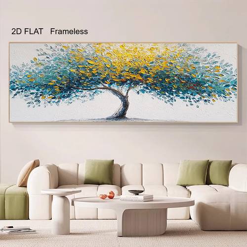 item picture 2d flat 2d flat 2d flat hand painting frameless painted oil tree banner abstract texture decorative painting modern wall decoration suitable for home office living room bedroom coffee shop bar hotel