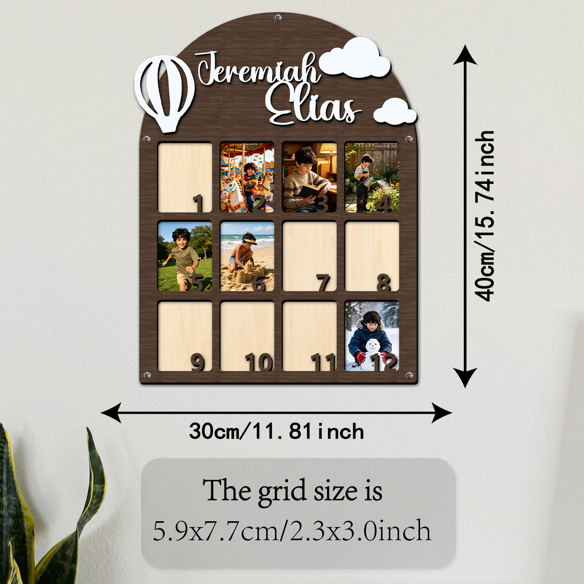 Bohemian 3D Name & Photo Frame for Growth Pictures