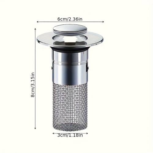 2 pezzi di filtri per capelli da bagno, realizzati in maglia di acciaio inossidabile 304 e plastica cromata, tappi di scarico retrattili per lavandino adatti per diametri di scarico di 3,4-3,99 cm, design integrato per un utilizzo tutto l'anno