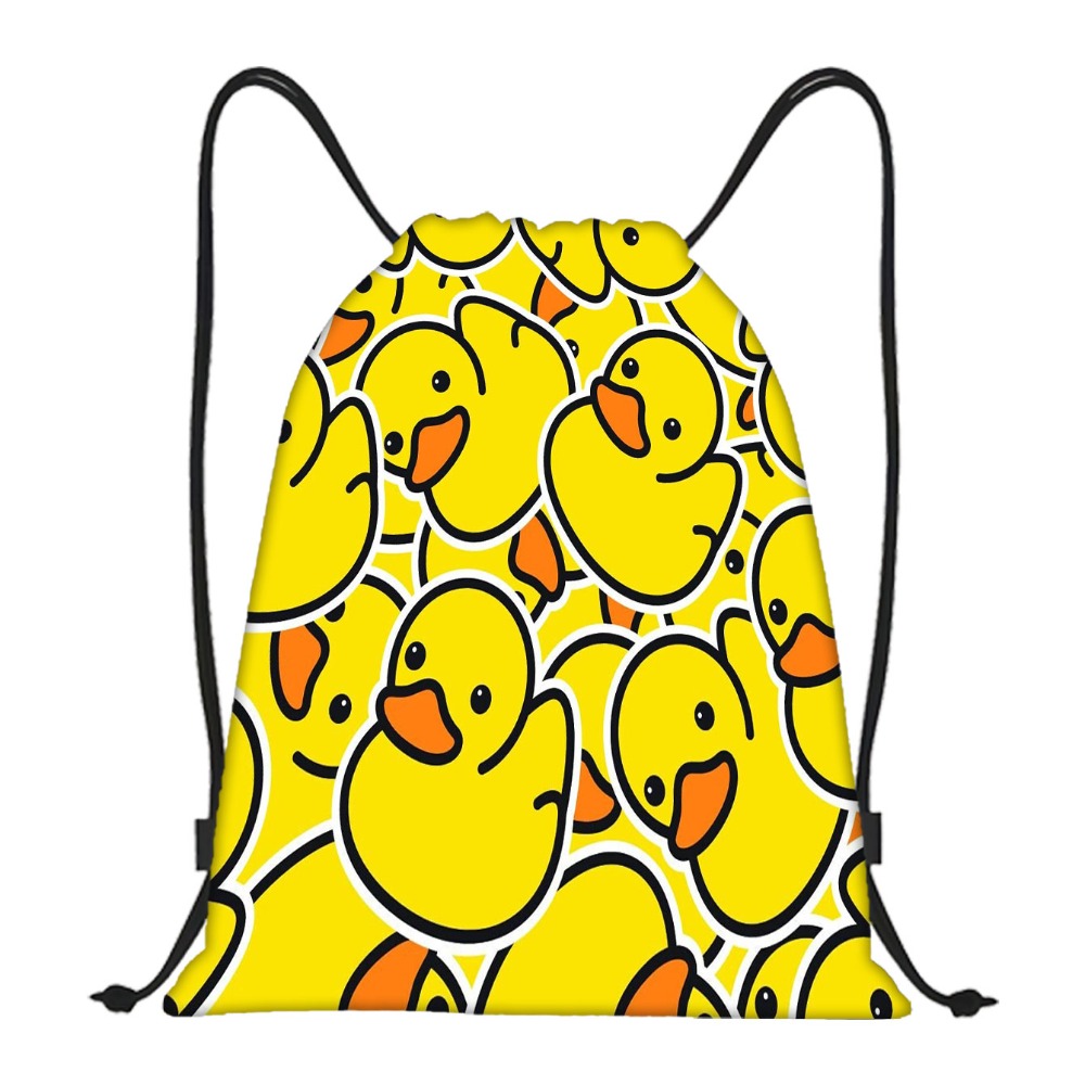 TEMU 【商品名】アカデミースタイル ドロー バックパック、リトルイエローデュックプリント入り。ジムでの使用、折りたたみ式収納、水泳ビティに最適。軽量で、靴やを収納できる大容量。
