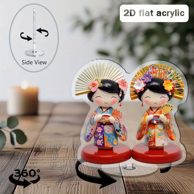 Poupée Japonaise Geisha 30,5cm - Figurine De Collection En Résine Avec Kimono Rouge - Décoration Salon, Centre De Table