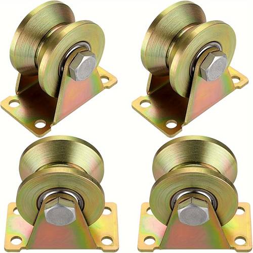 4 pack heavy duty cable pulley v wheel sliding gate roller heavy duty rigid roller v shape wheel track door roller for inverted track industrial machinery suitable for inverted rolling doors industrial machine guide rails 4 pack
