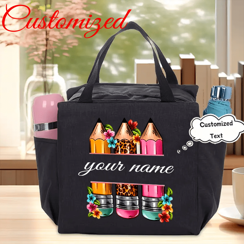 TEMU Customizable Large-capacity Durable Tote Bag/school Backpack For Teachers And , Colored Pencil Floral Combination Print Pattern, Women's Book