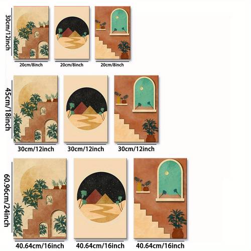 2d plat, 2d plat, kunstwerken, platte 2d decoraties voor valentijnsdag en nieuwjaar! set van 3 ingelijste canvas stukken in oranje en boheemse . perfect voor de slaapkamer, woonkamer of thuis kantoor. een verfijnd cadeau voor valentijnsdag