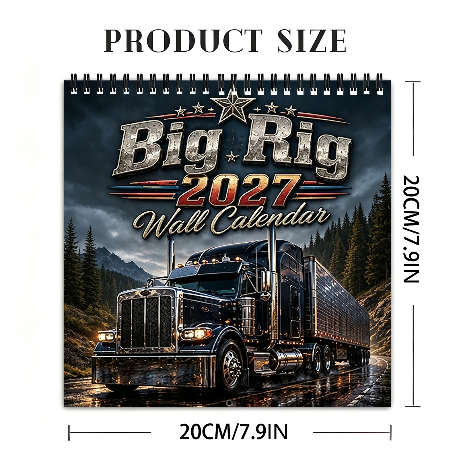TEMU 2027 Semi For Truck Wall Calendar, 12 Months Jan. 2027 To Dec. 2027 High Quality Spiral Bound Hanging Calendar, Heavy For Truck Different Scenes