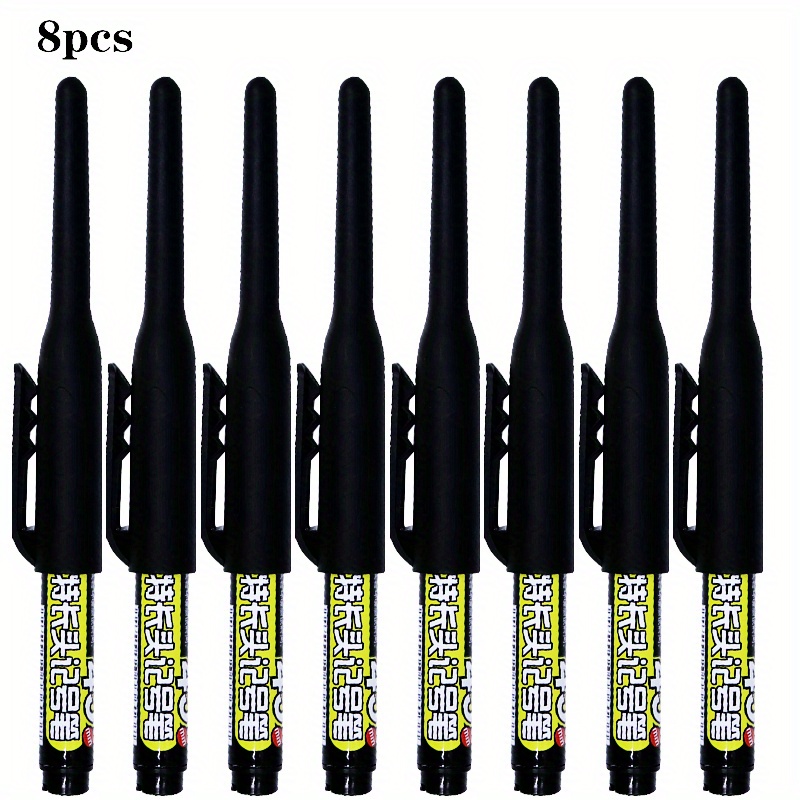 Image of 8pcs Long-tip Marker Pens 45mm (black/blue/red/green) Permanent Deep Hole Marking, Woodworking Marking Reaches Deep Hole For Writing - Quick-dry, Oily Ink For Lightweight Plastic Pens