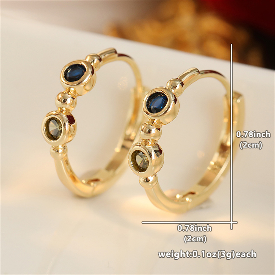 TEMU Pendientes de mujer con zirconias cúbicas azul y verde incrustadas, diseño bohemio dorado, geometría, uso diario, joyería para fiestas