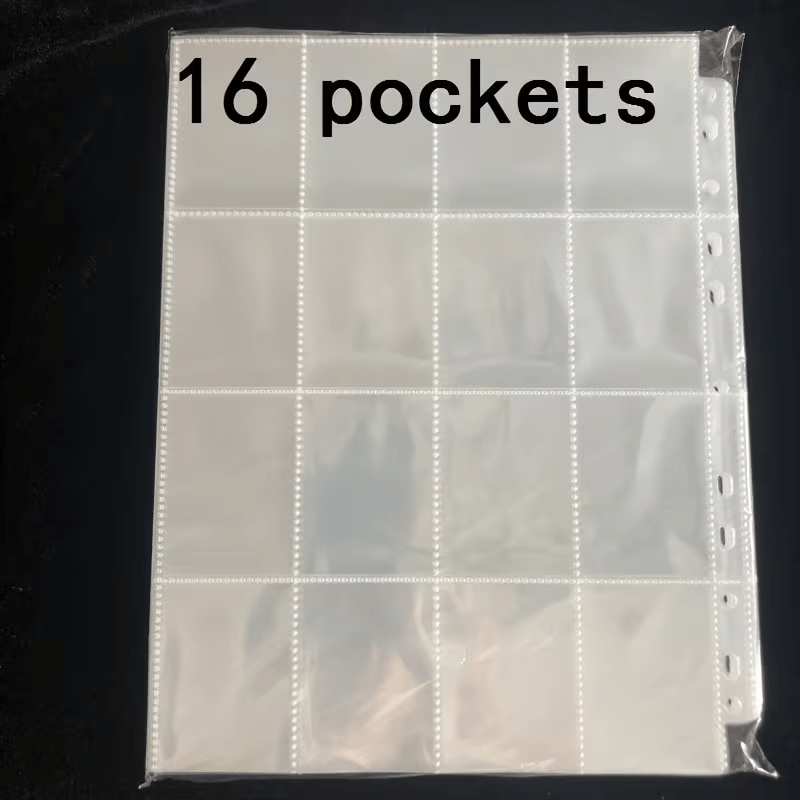 TEMU 50-pack Polypropylene Trading Card Sleeves - 16-pocket Card Binder Pages, Acid-free, Rectangular Protector Sheets For Sports Cards, Board Games,