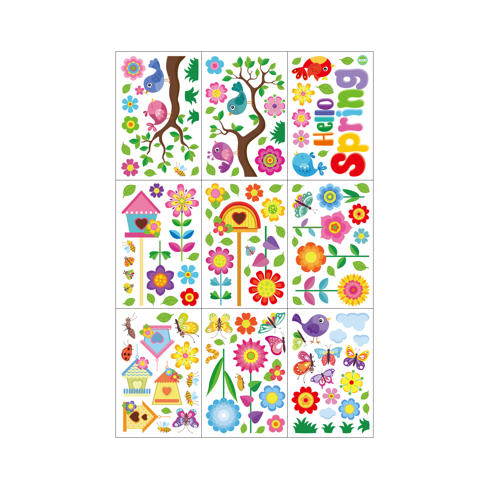 Image of 127pcs Flower Window Clings, Plant Summer Floral Stickers Removable Colorful Anti-collision Decals For Birthday Shower Party Room, Living Room Decor
