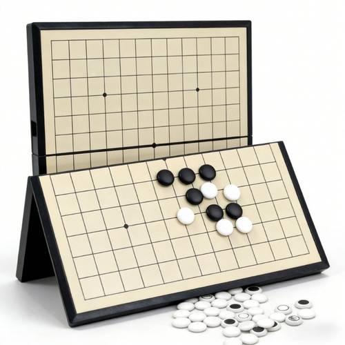 81pcs magnetic 8 inch x 8 inch go and set portable folding game board with 40 black and white pieces each 1 board suitable for family solo travel easy to carry