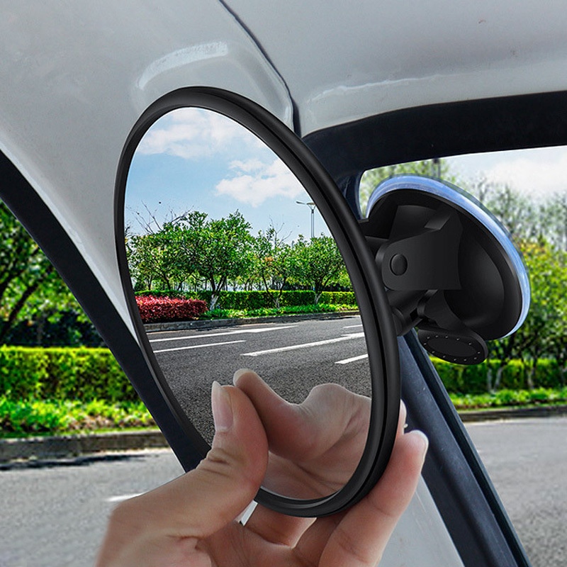TEMU 2pcs 360Â° Rotating Car Rearview Mirror - Windshield Sun Visor, Suction Cup Mount, Convex Lens, Suitable For All Vehicles, Durable Plastic, ,