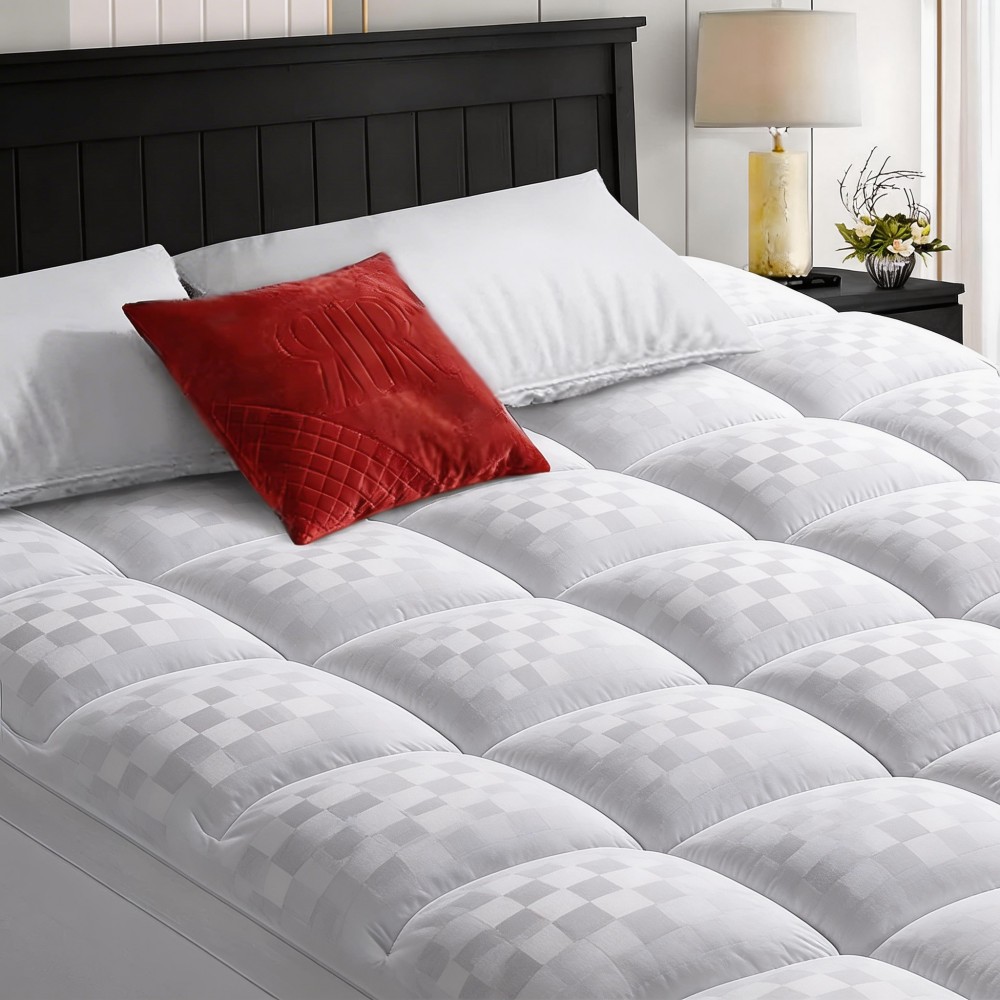 TEMU Mattress Topper, Filling Mattress Pad Pillow Top Mattress Cover Quilted Fitted Mattress Protector Top Stretches Up 8-21' Deep Pocket Cooling,
