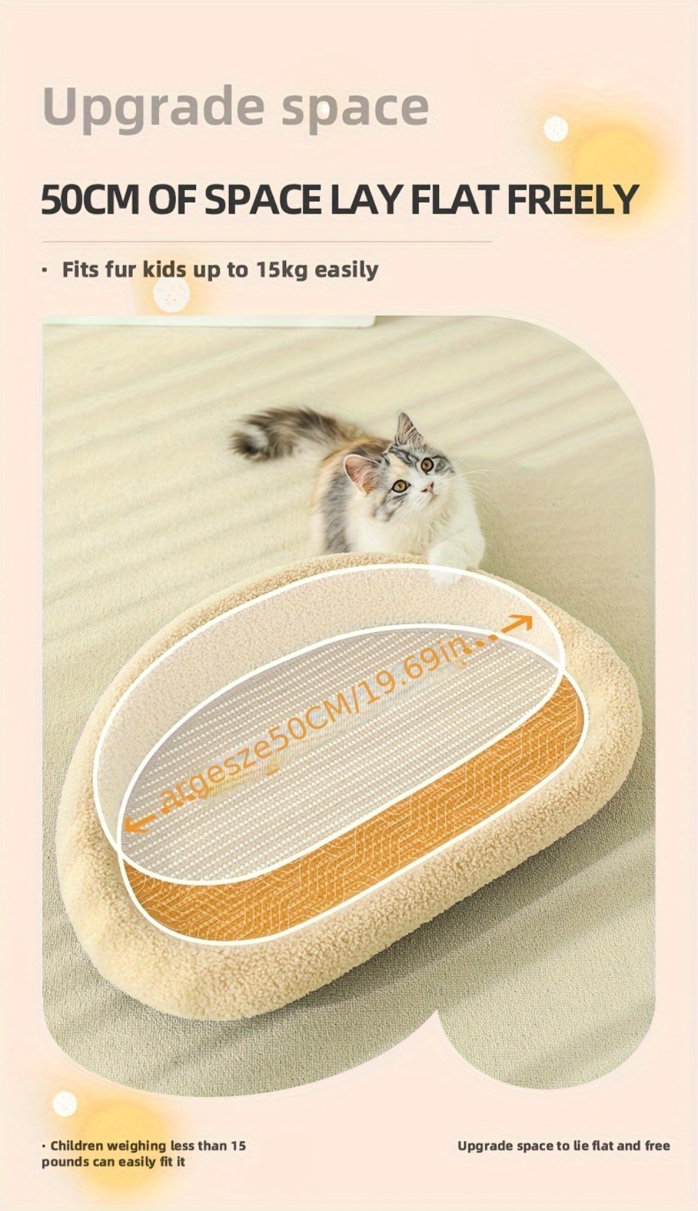 2 in 1 cat sofa bed with scratching post durable tear resistant polyester pet bed light brown     for indoor cats dual use as seat bed sofa bed plush pet furniture quality stitched edges cozy feline furniture sturdy construction feline lovers Product details 4