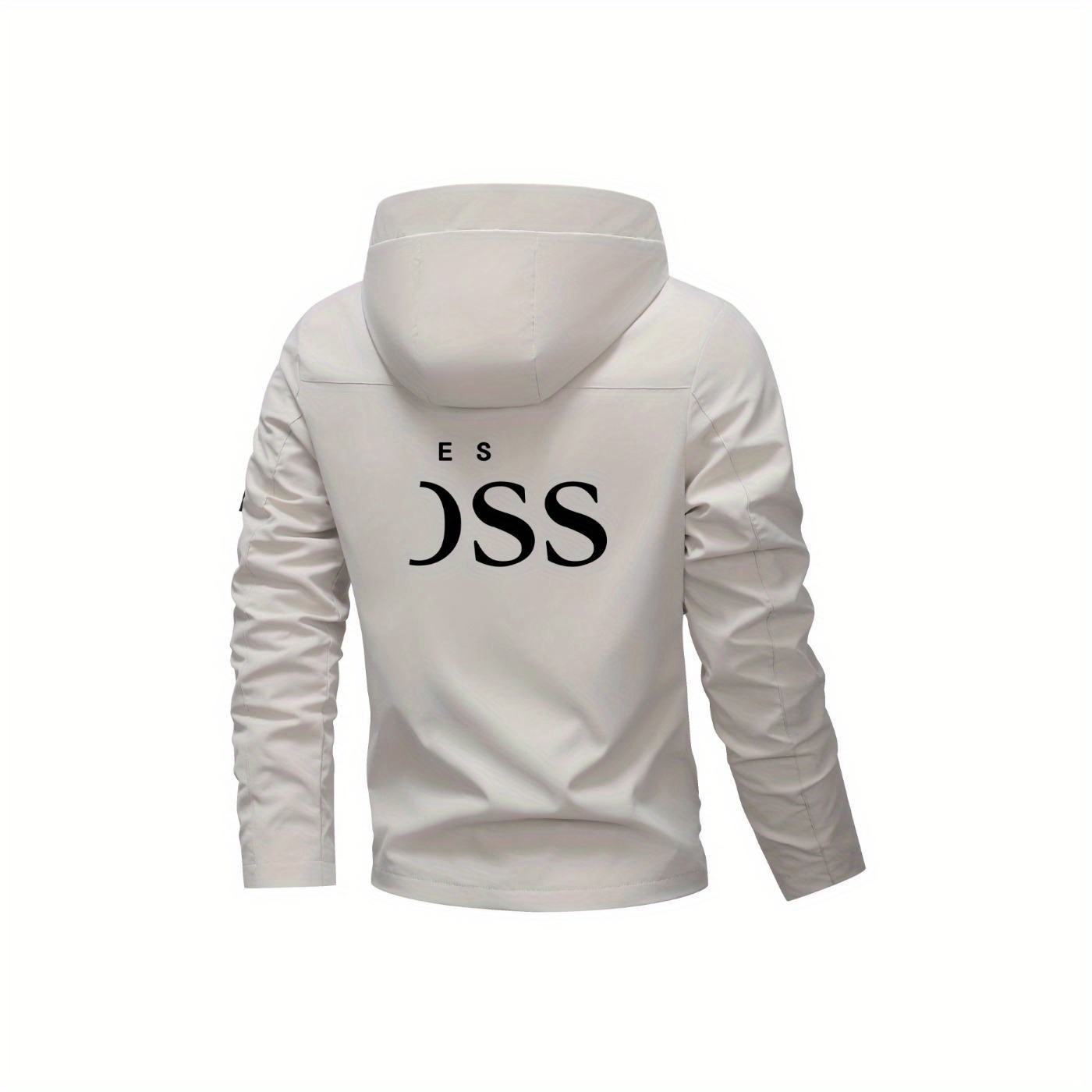 Heren Lente en Herfst Letter Print Hoodie met Rits en Zak, Casual Outdoor Sportjas