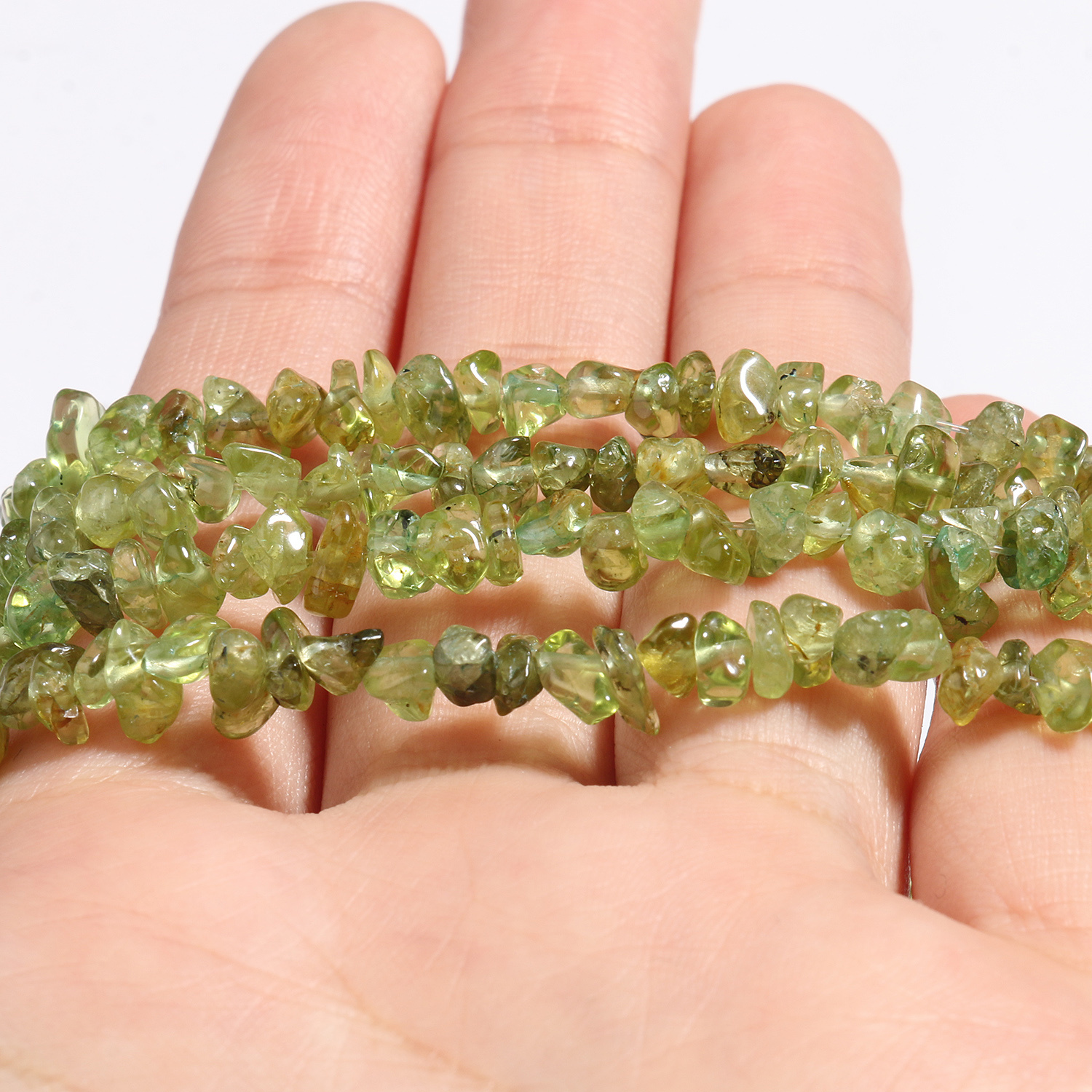 TEMU 3-5mm Natural Stone Green Peridot Beads - Genuine Peridot Pebbles Suitable For Jewelry Making, Irregular Loose Beads For Diy Crafts, Bracelets,