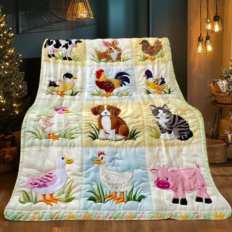 Farm Animal Pattern High Definition Printed Flannel Blanket