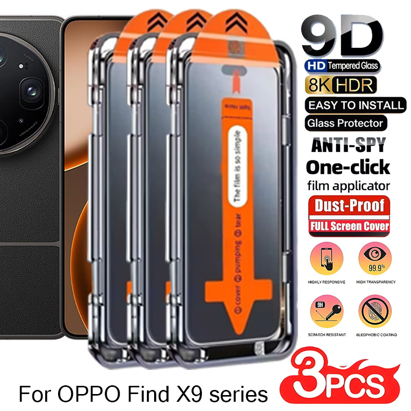 TEMU 3pcs For Oppo Find X9 Ultra/x9 Pro/x9s Pro/x9 -click Privacy Dust Free Installation Hd Screen Protector Protective Tempered Glass