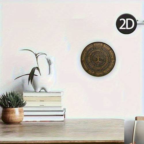 2d flat bohemian wall mounted celtic tree of life calendar round suitable for altar decor with moon phases seasonal wheel pagan planner chart year round for witchcraft wiccan planning artificial yearly ring 2d flat
