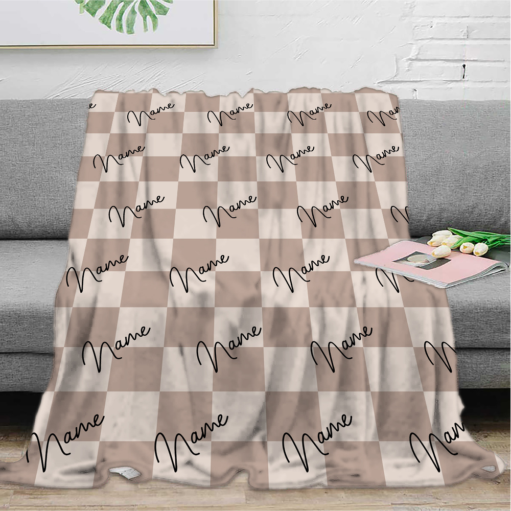 

Personalized Light Brown Fleece Blanket - Custom Name & Photo, For Couch, Bed, Office, Travel - Perfect Birthday Gift For Family & Friends