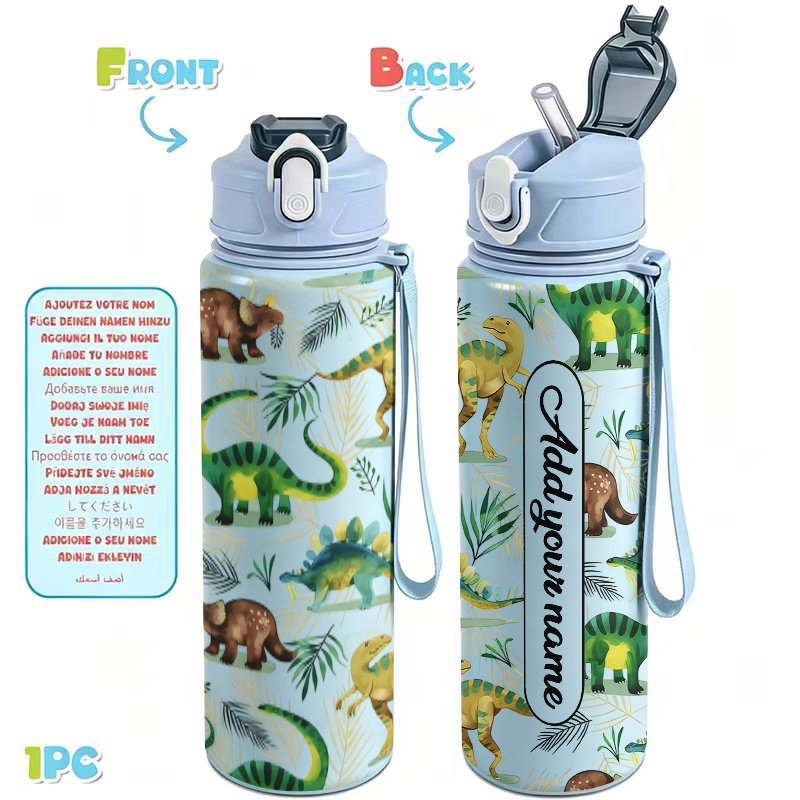 TEMU Bouteille d'eau personnalisée avec photo, image et de nom, 1 pièce, 750 ml (25 oz), bouteille de sport étanche, motif répétitif amusant de