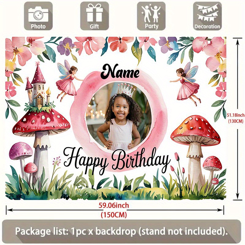 Personalised Fairy Birthday Banner - Pink Paper Decoration For Girls' Parties (6ft) 11 thumbnail image