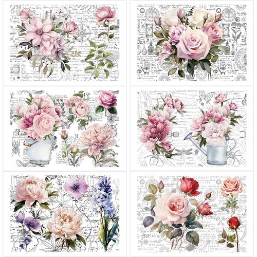 rub on transfers for furniture crafts 6 sheets vintage floral rub on