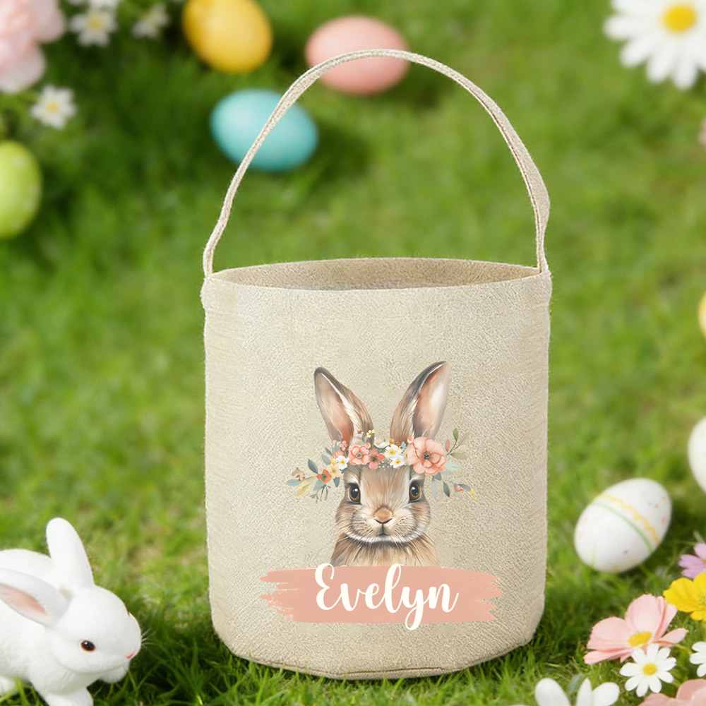 E-shop Personalisiertes -Tragetaschen-Set als Geschenk für Sie/Ihn, individuelle niedliche Hasen-Tragetasche mit Schleife Hasenmuster-Design, Sack für