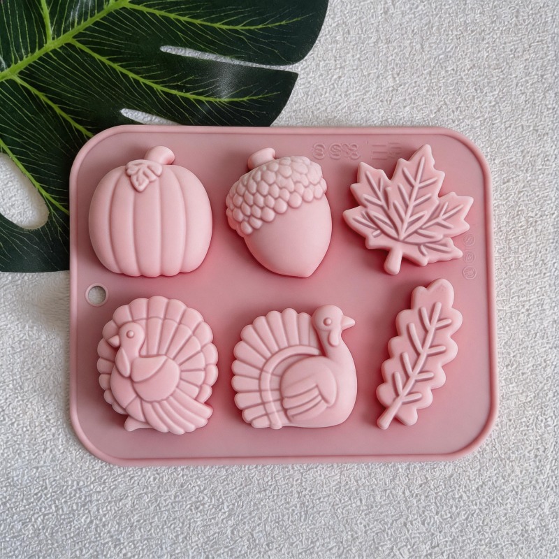 TEMU 6-cavity Thanksgiving Fall Theme Silicone Mold, Soap And Candle Making Mold For Resin, Plaster And Crafts, Candle Making Gift, With .97-inch