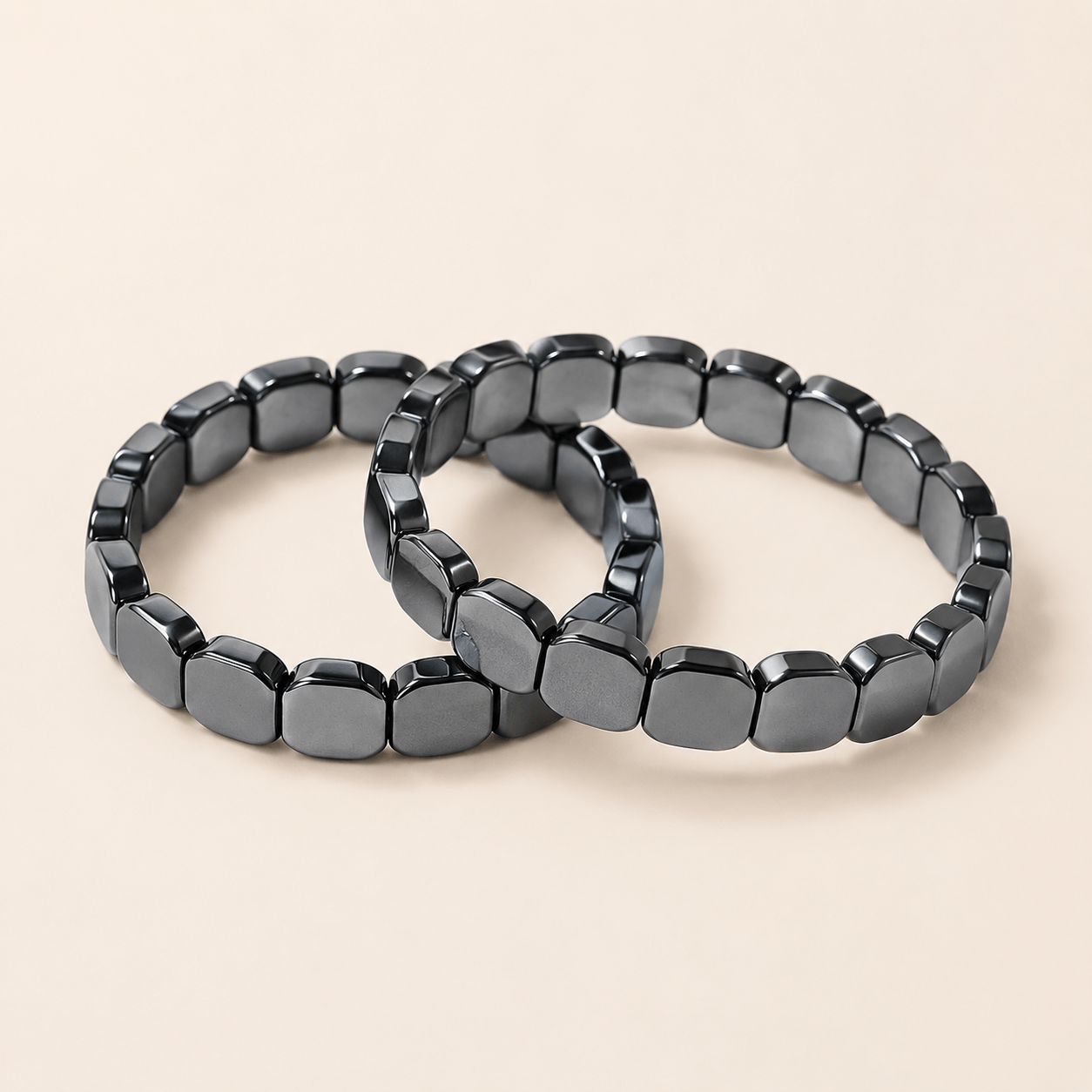 TEMU 2pcs Natural Hematite Elastic Bracelet, Unisex And Will Bracelet Set, Attracting Wealth And , Stable Couple Love, Perfect Gift For Family, , And