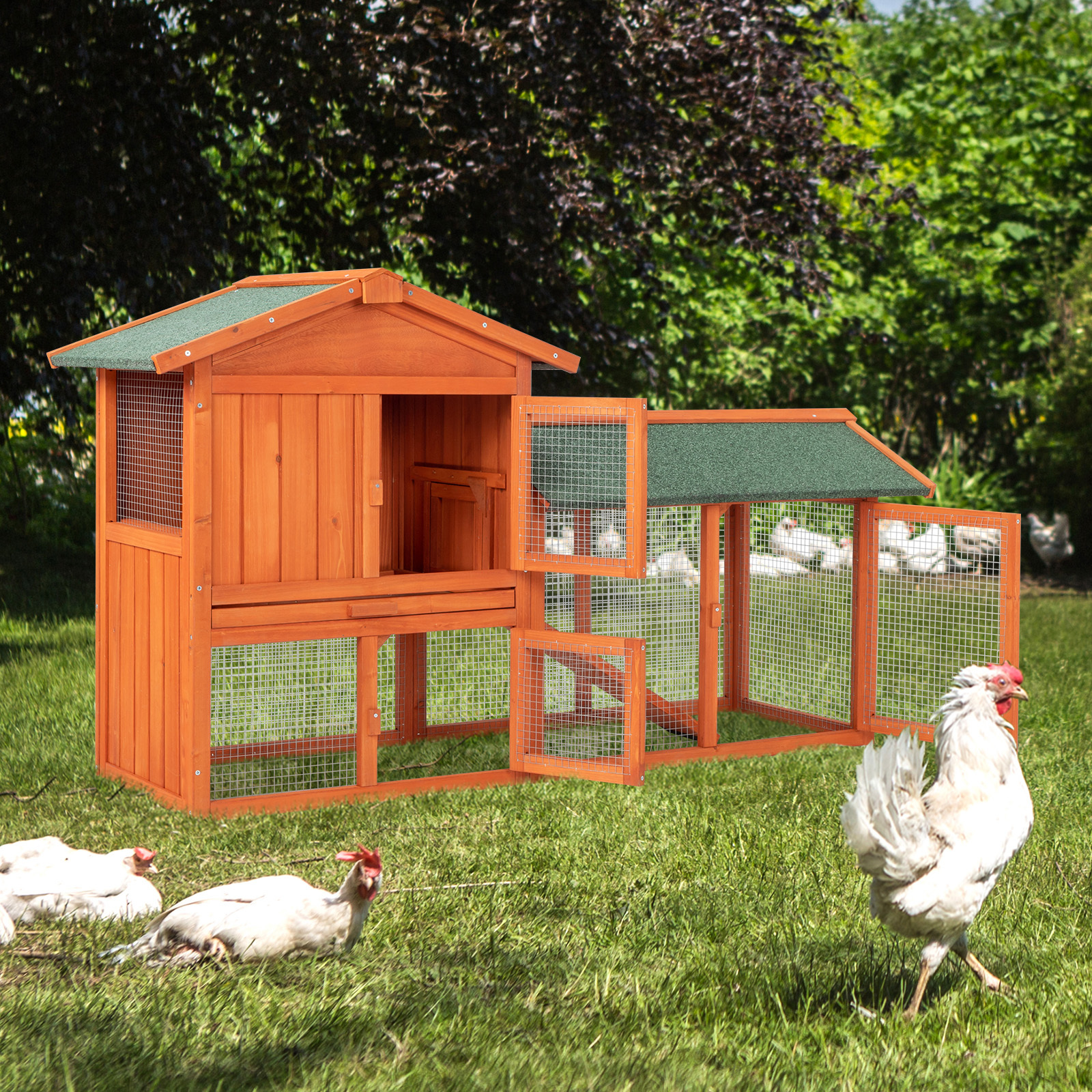Double-layer Cage With Roof For Chickens And Rabbits, 61in - Iron Construction