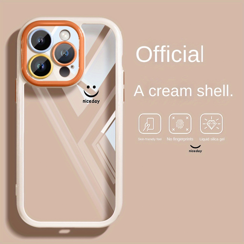 TEMU Phone Case: Smiling English Colored Cream Phone Case Is Suitable For Iphone X/11/12/13/14/15/16/17/air/pro//plus, Providing Anti Drop, Anti