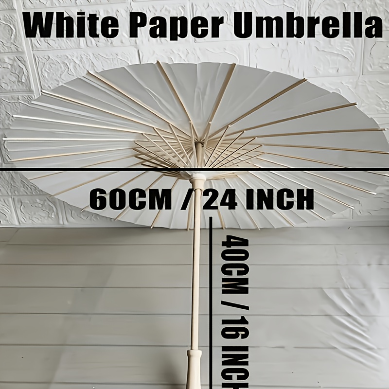 5/10/15/20 Pcs 23.62 Inch White Paper Sun Umbrellas, Chinese Japanese Style Decorative Parasol, Handmade DIY Painting, Wedding, Bridal Shower, Photography Prop, Party Favor, Garden Patio Decor, White Folding Fans Handmade Parasol