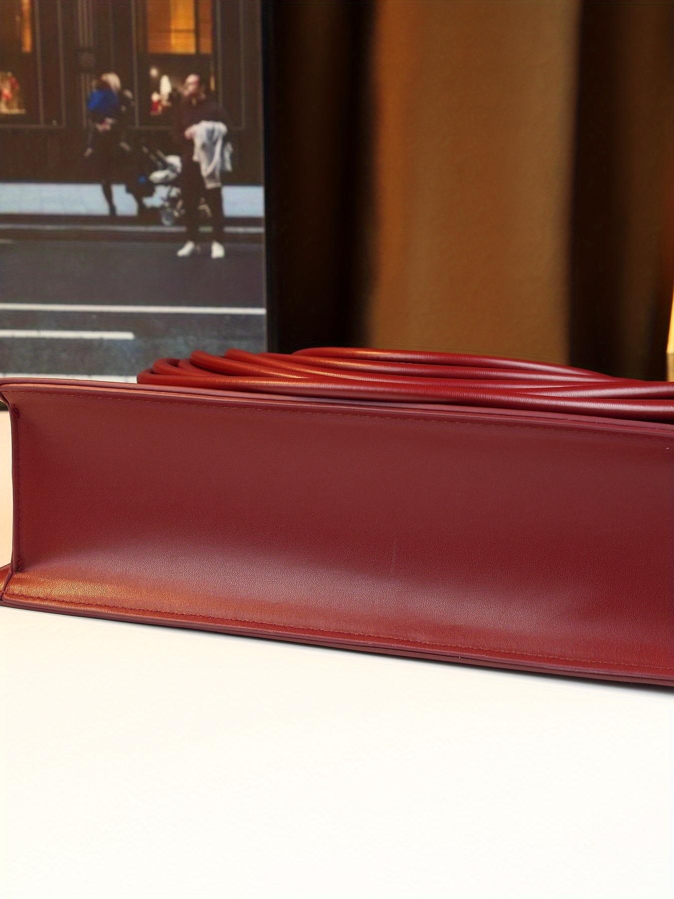 Stylish Solid Color Line Design Handheld Small Square Evening Bag for Women