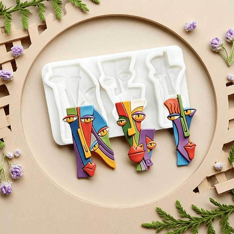 TEMU 1pc Picasso-style Abstract Face Resin Silicone Mold, 3pcs Abstract Art Face Set, Universal Food-grade Mold For Fondant/gum Paste/resin