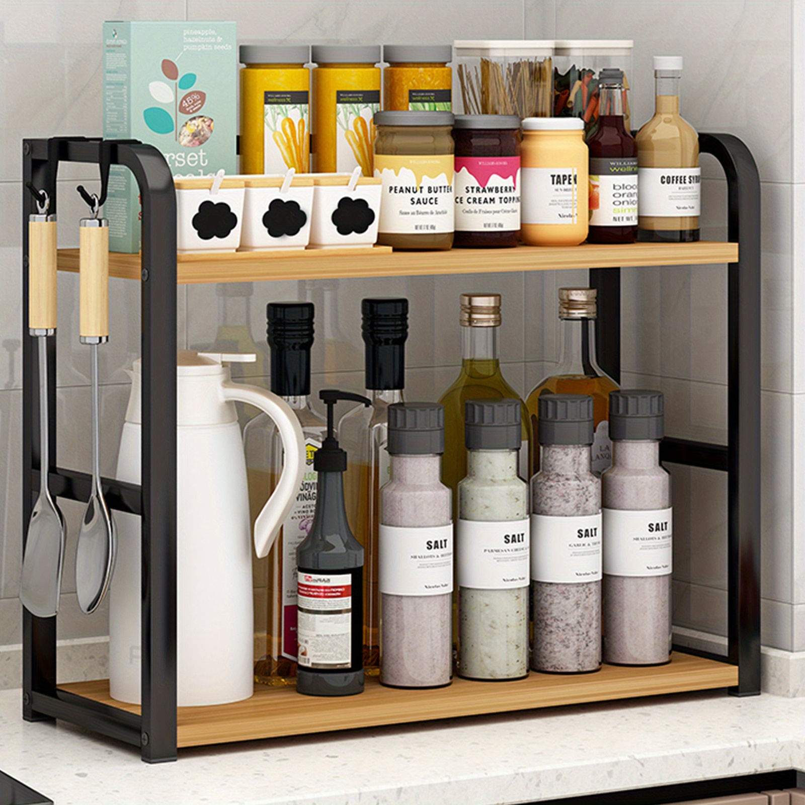 TEMU 2- Tier Spice Rack Kitchen Countertop Organizer Shelf Coffee Bar Counter Shelf