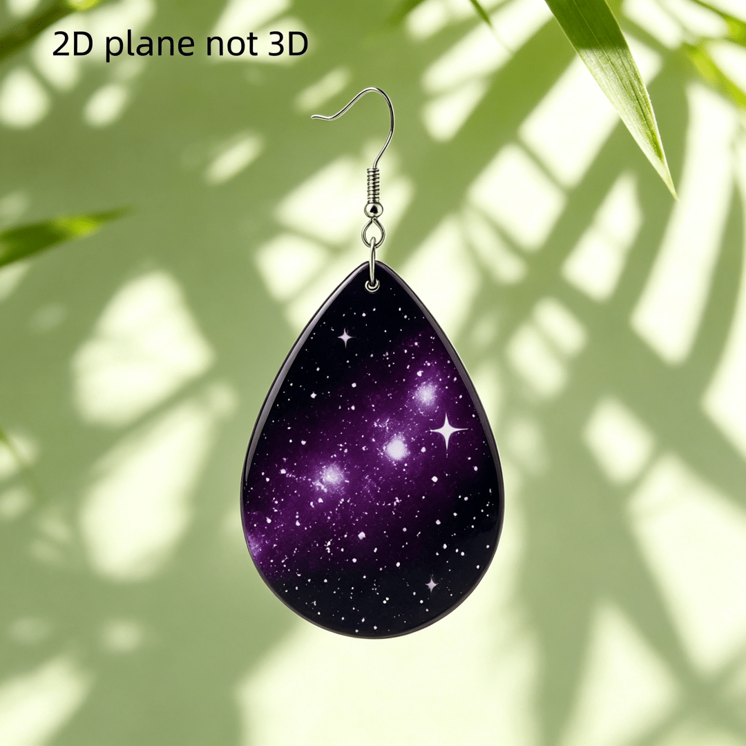 Women's Deep Purple Galaxy Nebula Teardrop Dangle Earrings