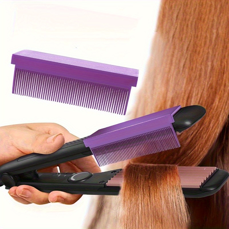 

1pc Heat-resistant Hair Straightening Comb Attachment, Abs Plastic Finishing Comb, Carbon Fiber Aid, Self-adhesive Styling Tool For Straight, Smooth Hair, For Curly Hair Types