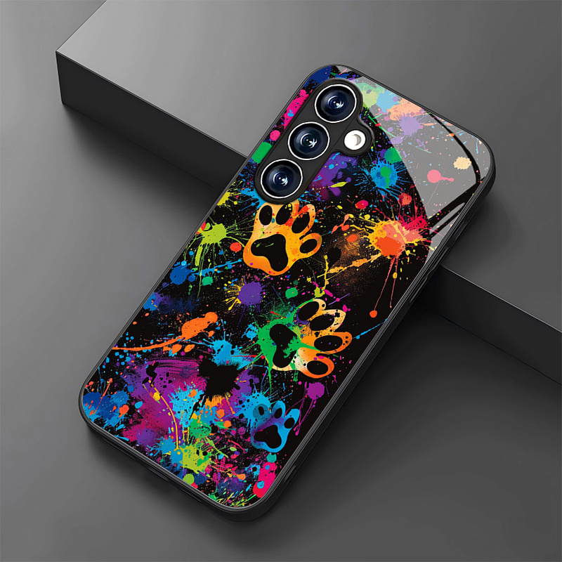 TEMU Custodia per telefono - Custodia in vetro con design graffiti e stampa di , per Samsung Galaxy, inclusi modelli S25, S24, S23, S22, S20 A